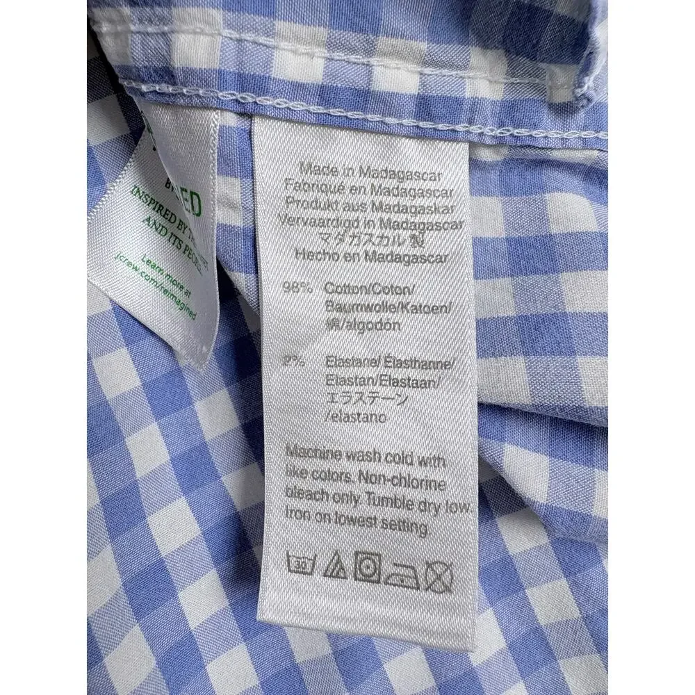 J.Crew Flex Washed Slim Untucked Button-Down Shirt  Periwinkle Gingham Preppy S
